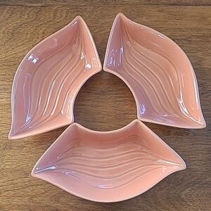 VINTAGE Salmon Pink California Pottery Serving Dishes, Set of 3